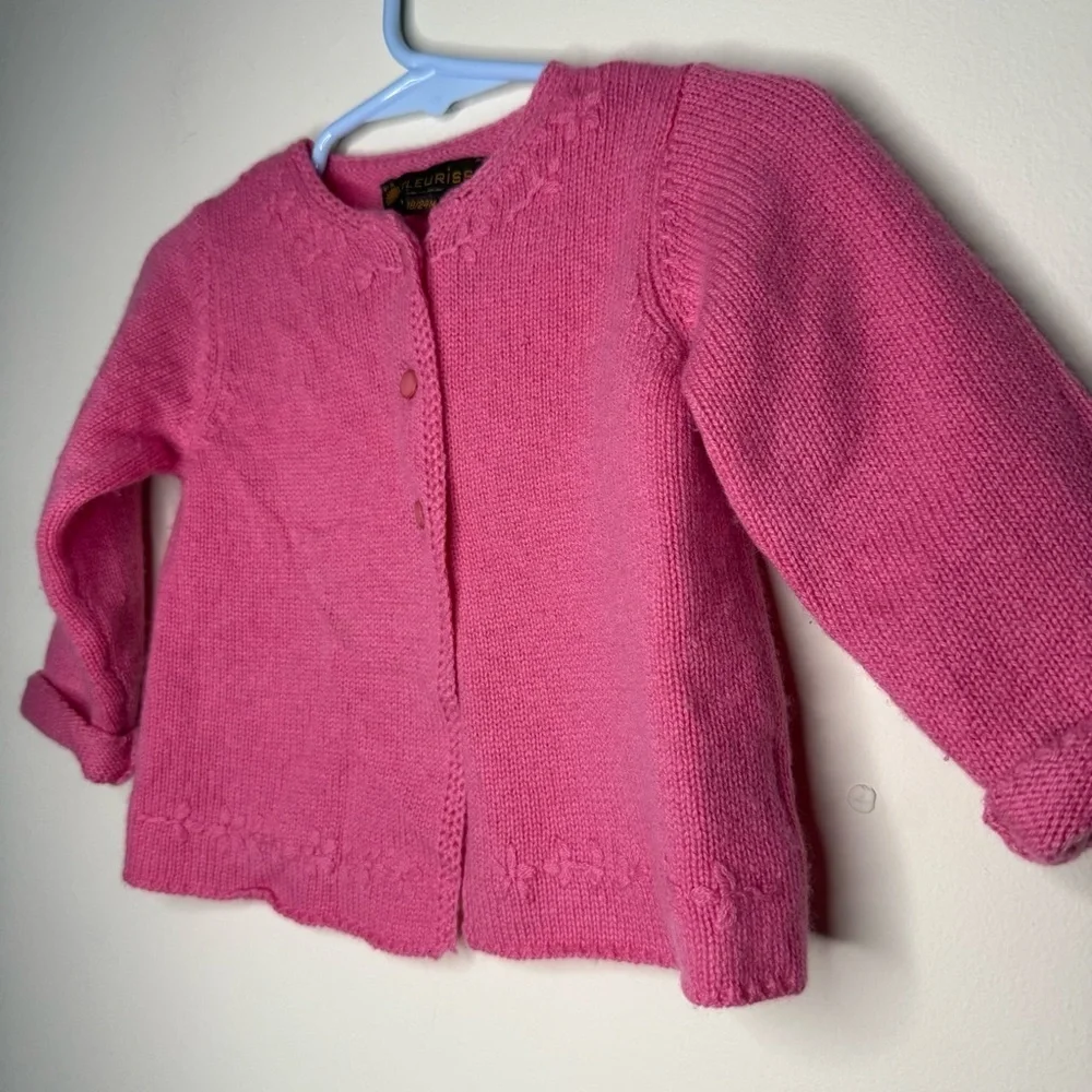 FLEURISSE 100% Italian Cashmere Pink Floral Embroidered Cardigan